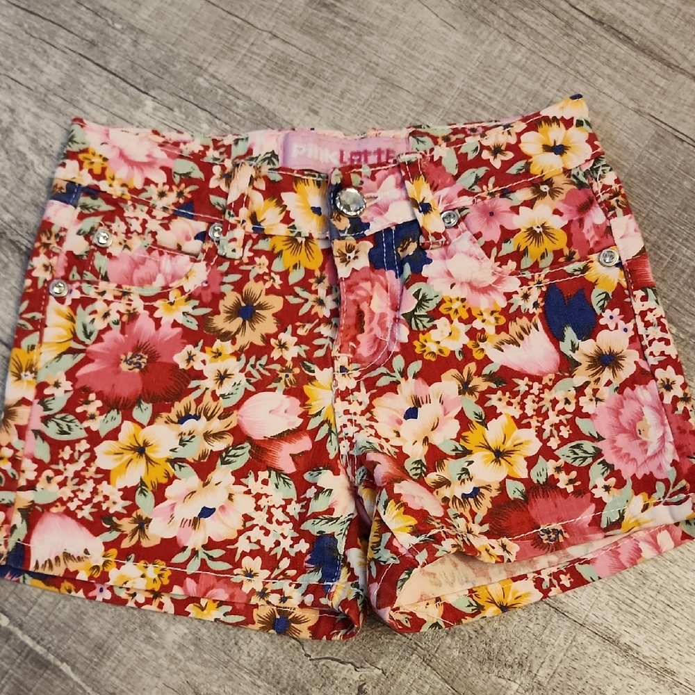 Pink Latte Floral Kids Shorts